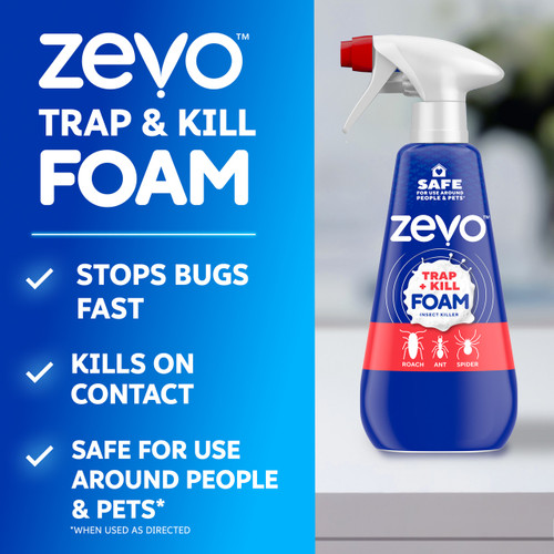 Zevo Trap & Kill Foam Insect Killer for Roaches & Spiders 16oz - Image 2